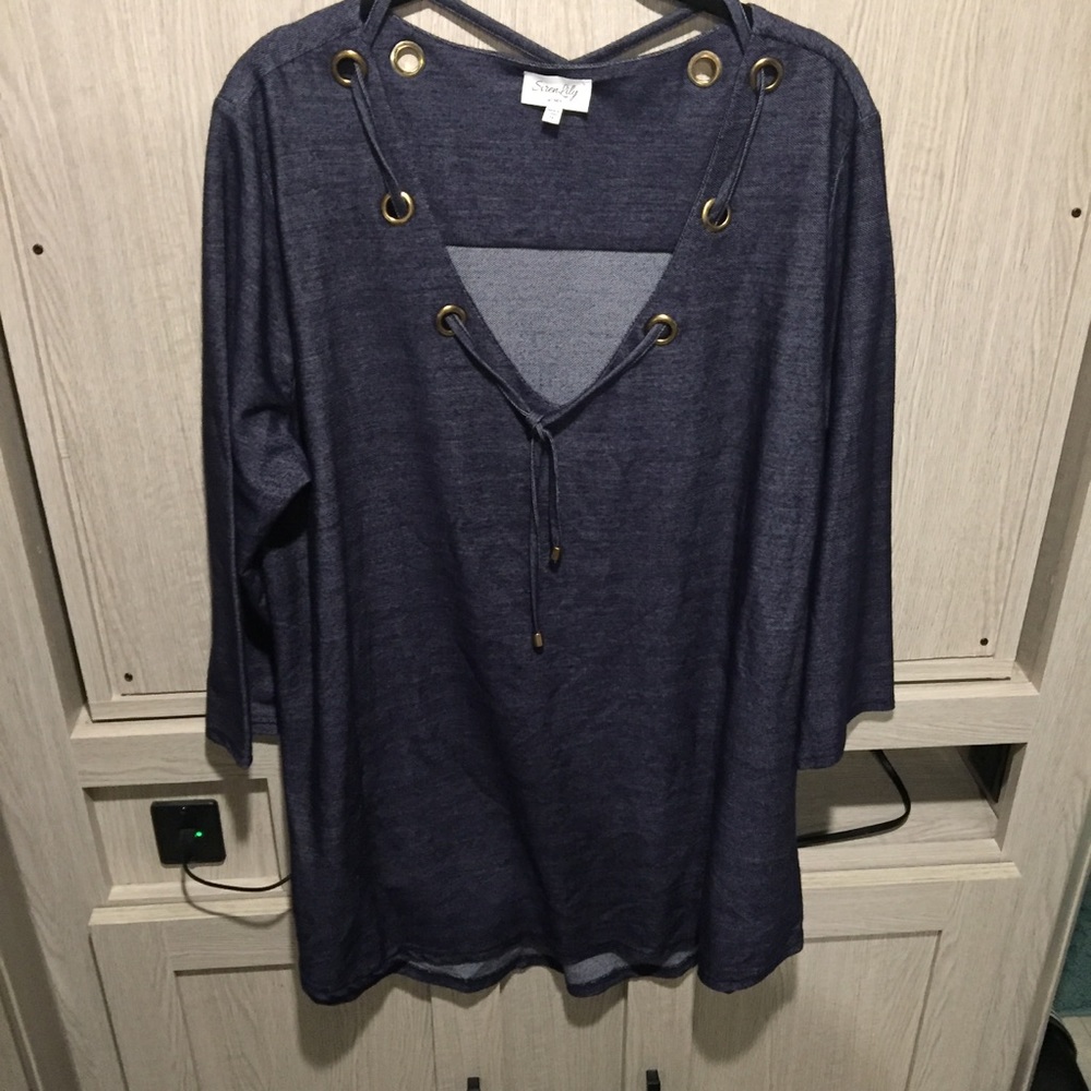 Siren Lily tunic nautical Tie Front Gold Grommets